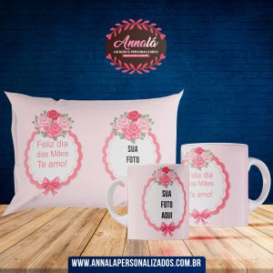 Kit Caneca com Almofada dia das mães (1 caneca e 1 almofada) – Feliz dia das mães Te amo!