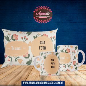 Kit Caneca com Almofada dia das mães (1 caneca e 1 almofada) – Te amo!