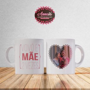 Caneca com foto dia das mães – vovó é mãe 2 vezes