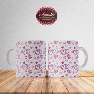 Canecas dia dos namorados – Caneca corações em bordas rosa e roxo