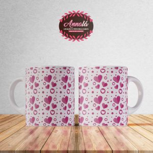 Canecas dia dos namorados – Caneca corações rosa fundo branco