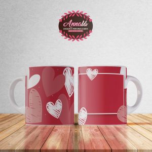 Canecas dia dos namorados – Caneca detalhes de corações com estampa para foto .