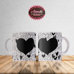 Canecas dia dos namorados – Caneca detalhes de corações pretos e brancos