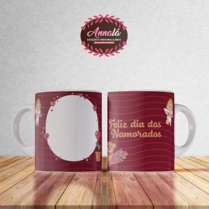 Canecas dia dos namorados – Cupido e urso fundo vermelho