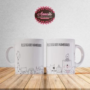 Canecas dia dos namorados – Feliz dia dos namorados detalhes bichos animados