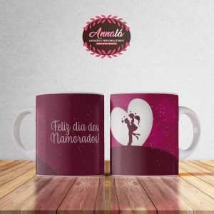 Canecas dia dos namorados -Feliz dia dos namorados! detalhes com  Céu rosa