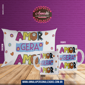 Kit caneca e almofada namorados – amor gera amor