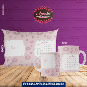 Kit caneca e almofada namorados – com calendário e foto