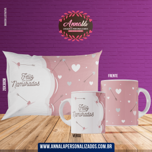 Kit caneca e almofada namorados – feliz dia dos namorados