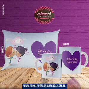 Kit caneca e almofada namorados – feliz dia dos namorados lilas