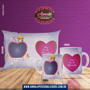 Kit caneca e almofada namorados – feliz dia dos namorados lilas com foto