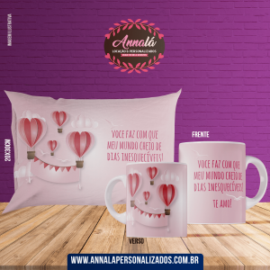 Kit caneca e almofada namorados – meus dias inesqueciveis