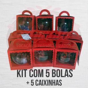 Kit com 5 bolas de natal personalizadas + caixinhas